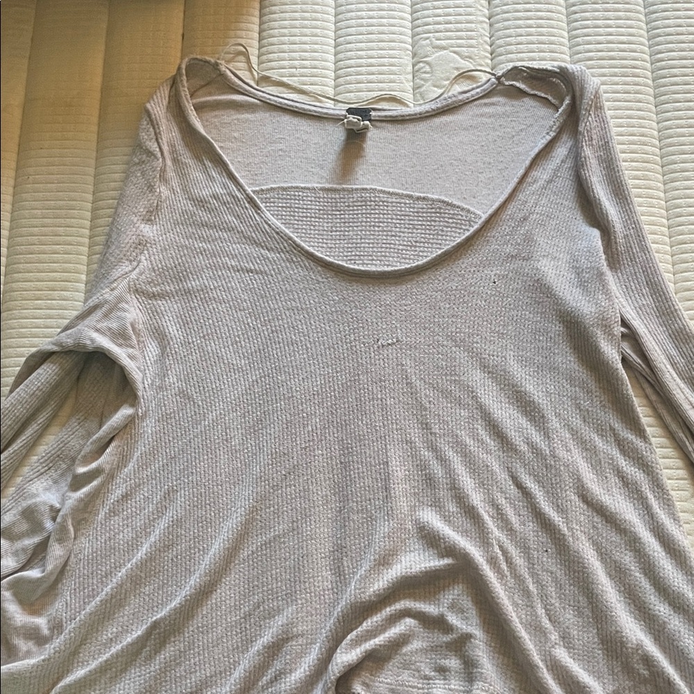 Free People Beige Long Sleeve Top